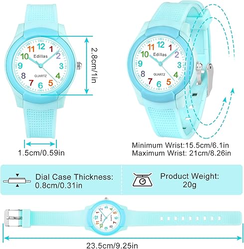 Miniatura 4 de Edillas Reloj Analógico para Niños y Niñas, Reloj de Pulsera Resistente al Agua para Aprender la Hora, Fácil de Leer para Niños