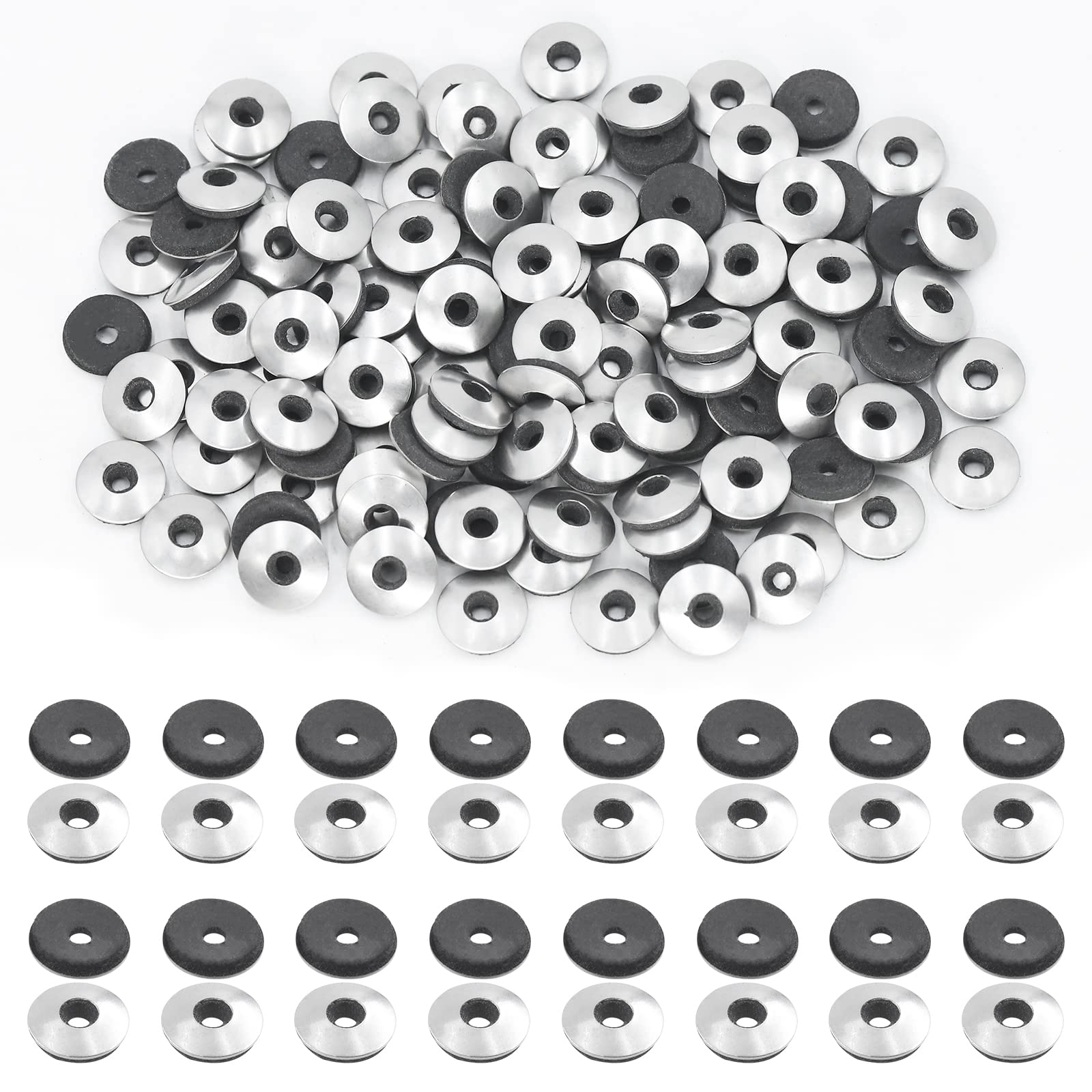 Swpeet 120Pcs #8 x 1/2" - M4.2 x12mm Stainless Steel Neoprene EPDM Bonded Sealing Washers Gasket Assortment Kit, Rubber Bonded Sealing Washers for Screws