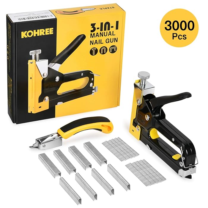 Buy Staple Gun, 3 in 1 Manual Nail Gun with 3000 Staples and Staple