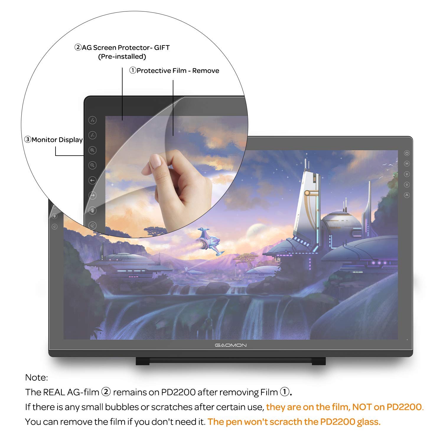 GAOMON PD2200 92NTSC FullLaminated Pen Display with 8192 BatteryFree
