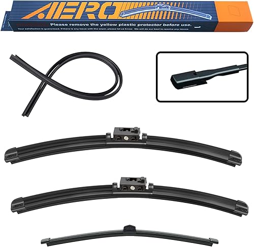 Vista 56 de AERO Avenger - Limpiaparabrisas prémium PTB de 26 + 20 pulgadas para todas las estaciones con repuestos de goma adicionales, repuesto del
