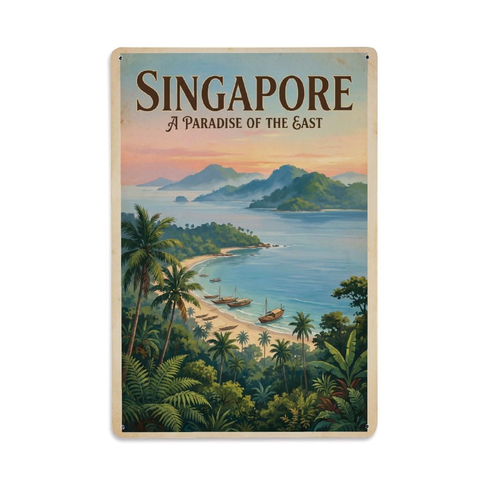 Gead 8X12inch Style Vintage Travel Singapore Nature Metal Tin Sign