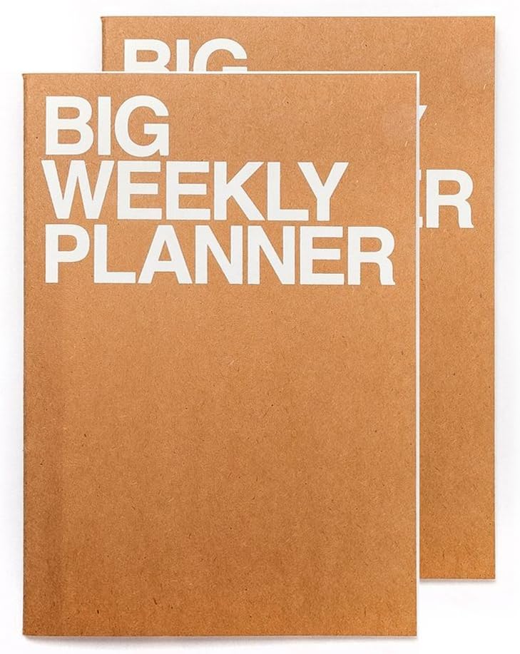 JSTORY Big Weekly Planner Set of 2 Undated Eco Friendly Customizable A4 54 Weeks 28 Sheets Each Brown