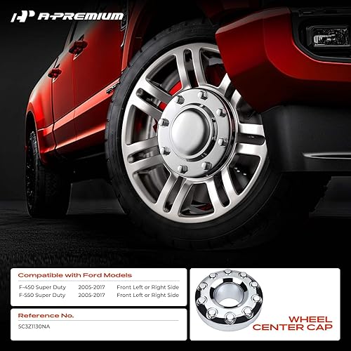Miniatura 2 de A-Premium Tapa central de rueda compatible con Ford F-450F-550 Super Duty 2005-2017, delantera izquierda o derecha, conductor o pasajero, repuesto #