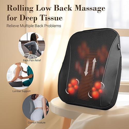 Miniatura 6 de Masajeador Shiatsu inalámbrico de espalda baja Masajeador de espalda baja 4D para aliviar el dolor de tejido profundo, masaje portátil con