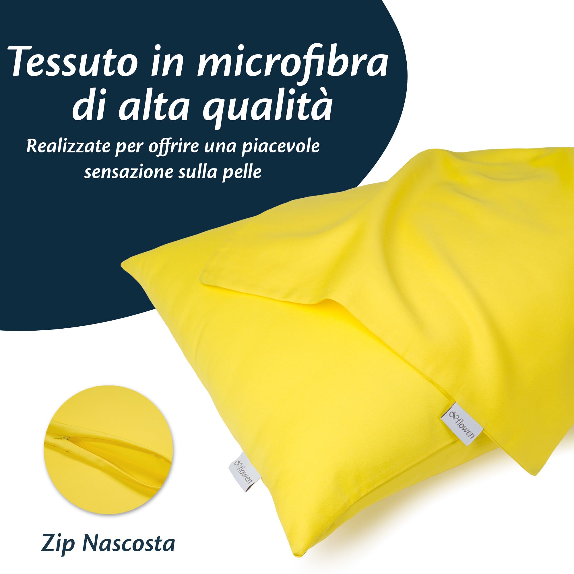 Flowen Federe Cuscini Divano 80x80 Set da 2 Copricuscini in Microfibra Fodere Lavabili e Resistenti 80 x 80 cm Tessuto 100% Poliestere Traspirante Anallergico Antiacaro Ideali per Arredo Casa