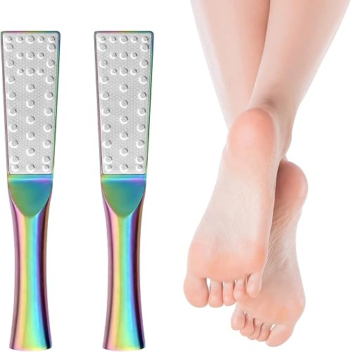 Paquete de 2 limas de pedicura para pies, removedor de callos de doble cara, de acero inoxidable, accesorios profesionales para callos de piel