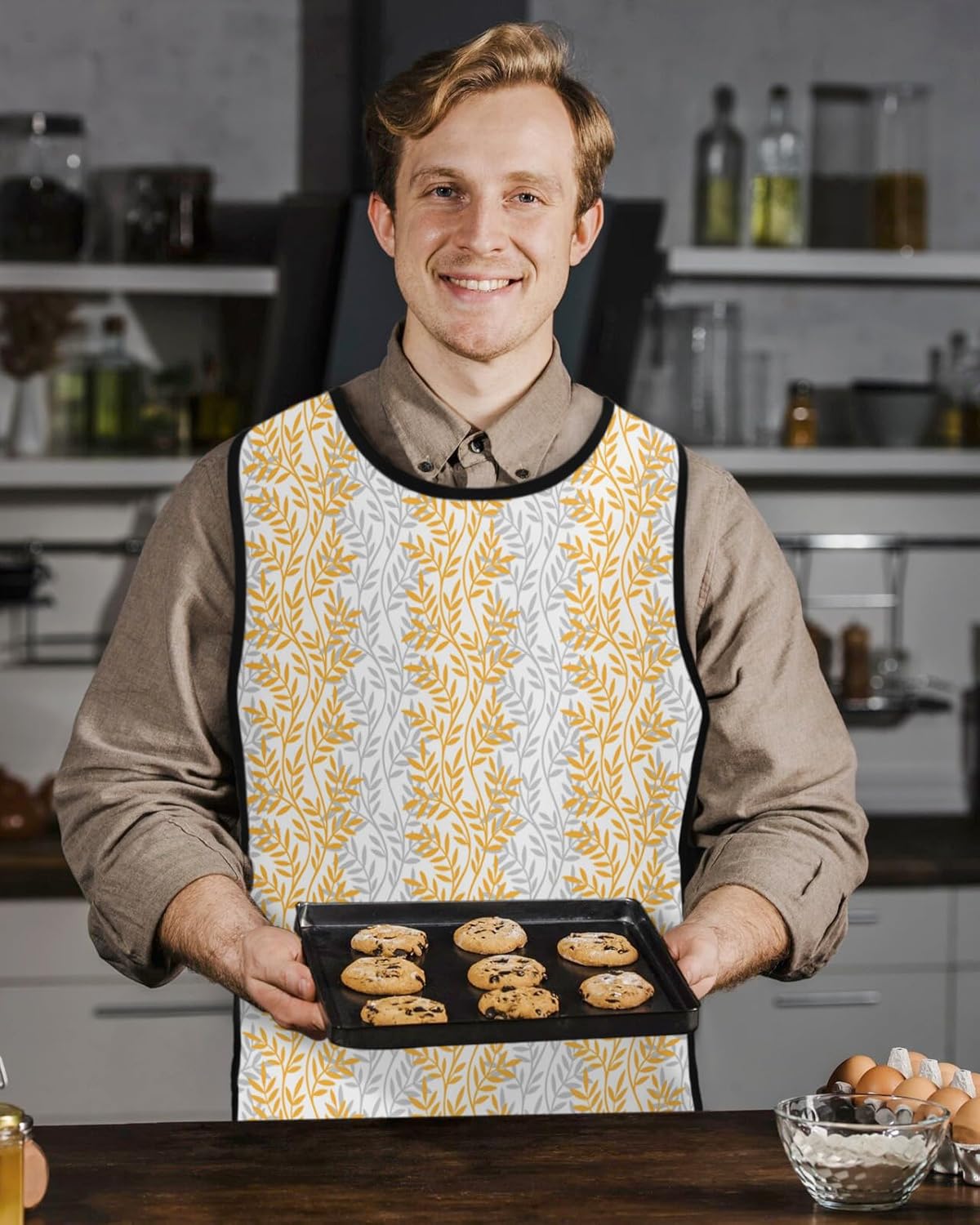 Double Love Christmas Navy Cobbler Aprons with 2 Pockets Bib for Chef Kitchen Blue Forest Pine Tree Branch