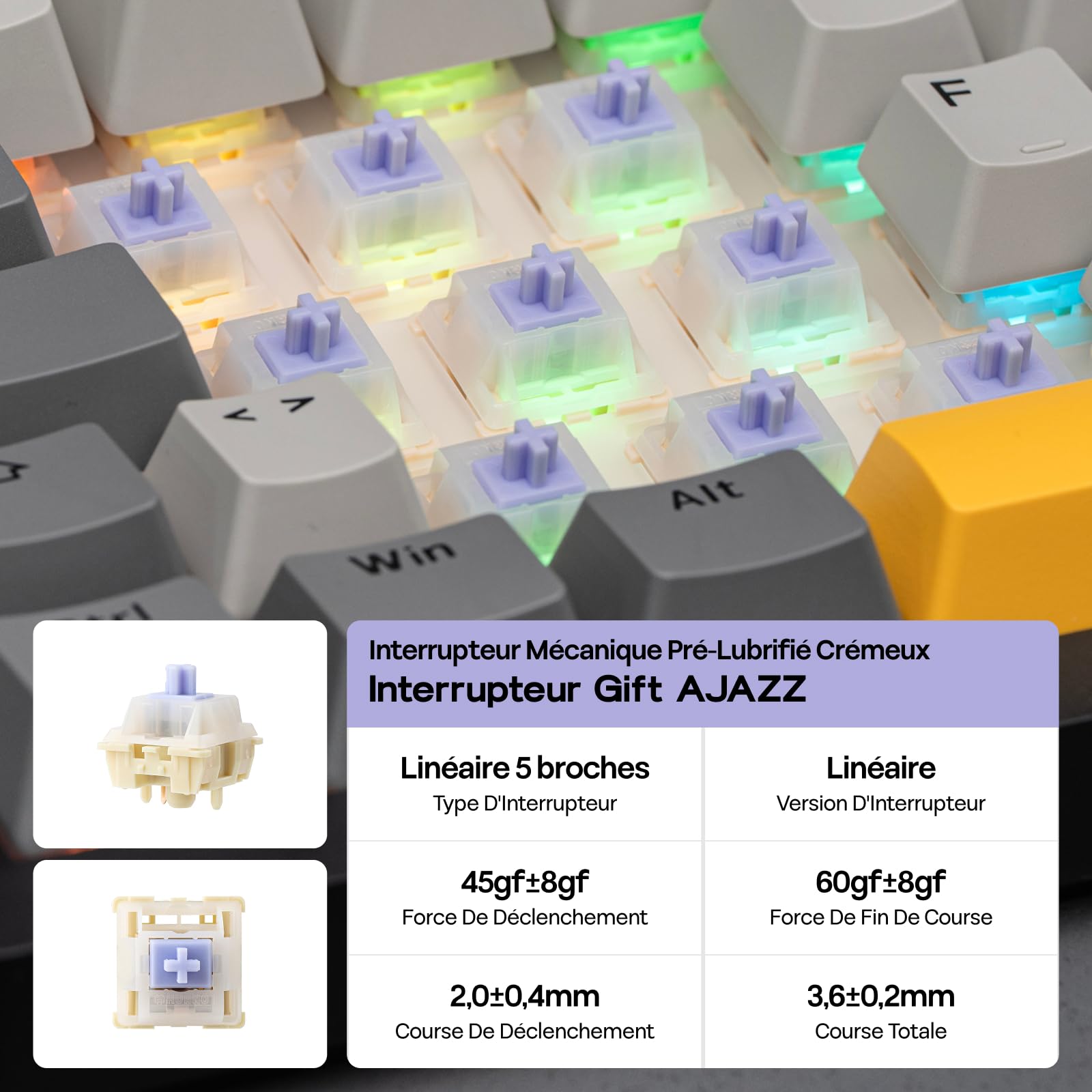 EPOMAKER Ajazz AK820 Pro ISO-FR Clavier Mécanique sans Fil AZERTY, Écran & Bouton Rotatif, 2.4G/BT/USB, Rétroéclairage RVB, Gasket Crémeux, Clavier Gaming 75% Disposition Française pour Win/Mac/PC