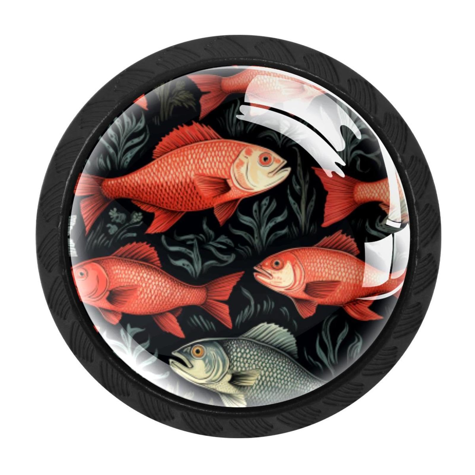 Boutons d'armoire poisson antidérapants : lot de 4 poignées ergonomiques de cuisine