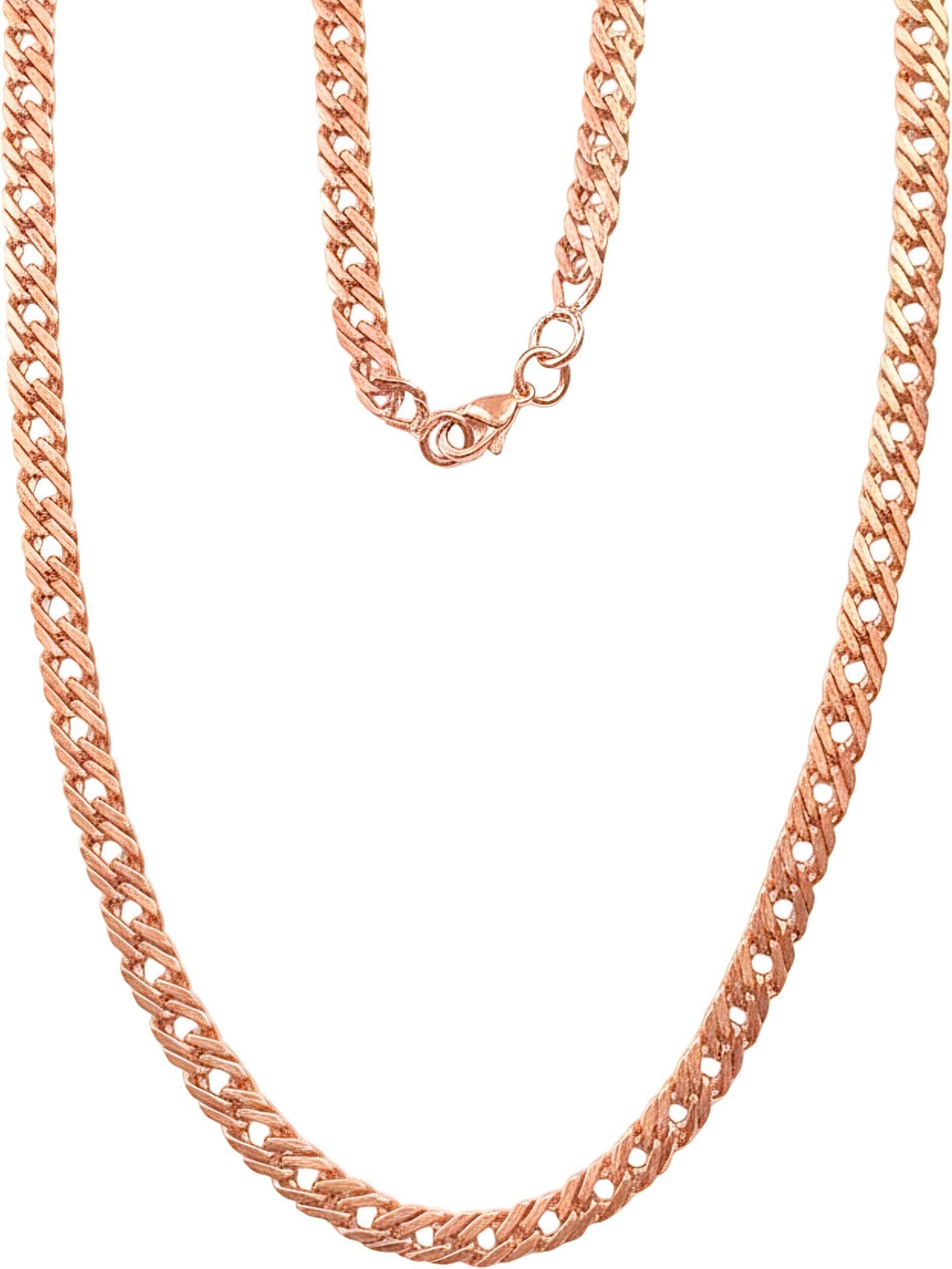 Pure Copper Double Cable Link Chain Necklace 16 Inch Long Solid Copper Statement Jewelry Set Gift for Women & Men