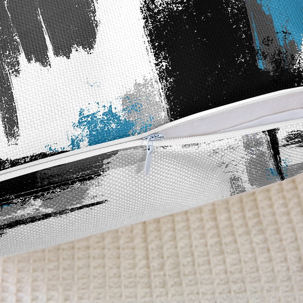 Loussiesd Set di 2 federe per cuscini in stile astratto, morbide e moderne, per divano, divano, divano, blu, motivo decorativo, 40 x 40 cm