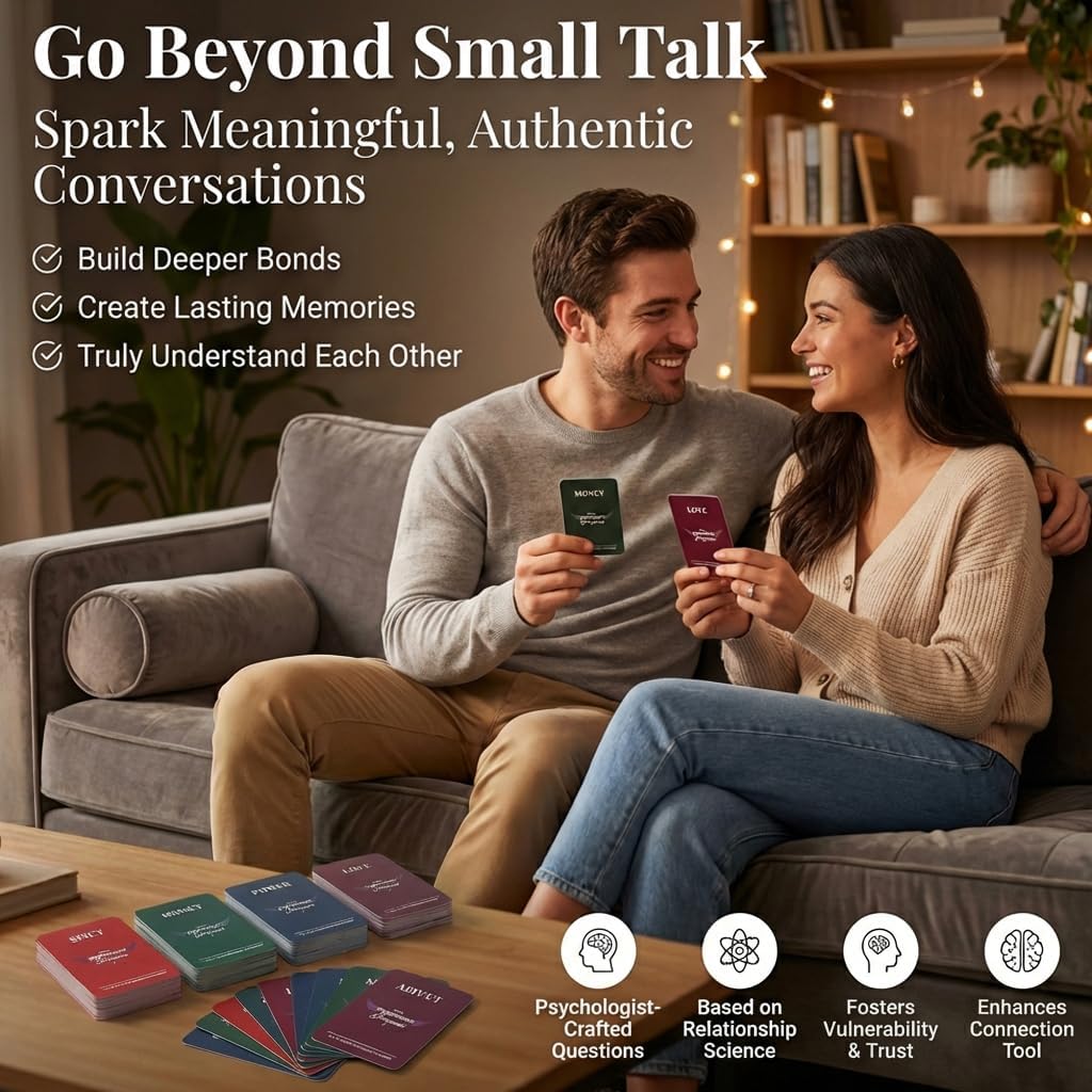 Conversation Starter Cards to Deepen Friendships and Break The ice – 176 Deep Questions for Couples, Friends, Party Game for Meaningful Conversations, Prompts for Deeper Connection
