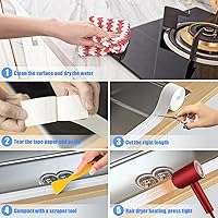 Vista 6 de Tira de calafateo autoadhesiva de 1.5 x 10.5 pies para tina, cinta de sellado de calafateo para encimera de cocina, fregadero, baño, inodoro