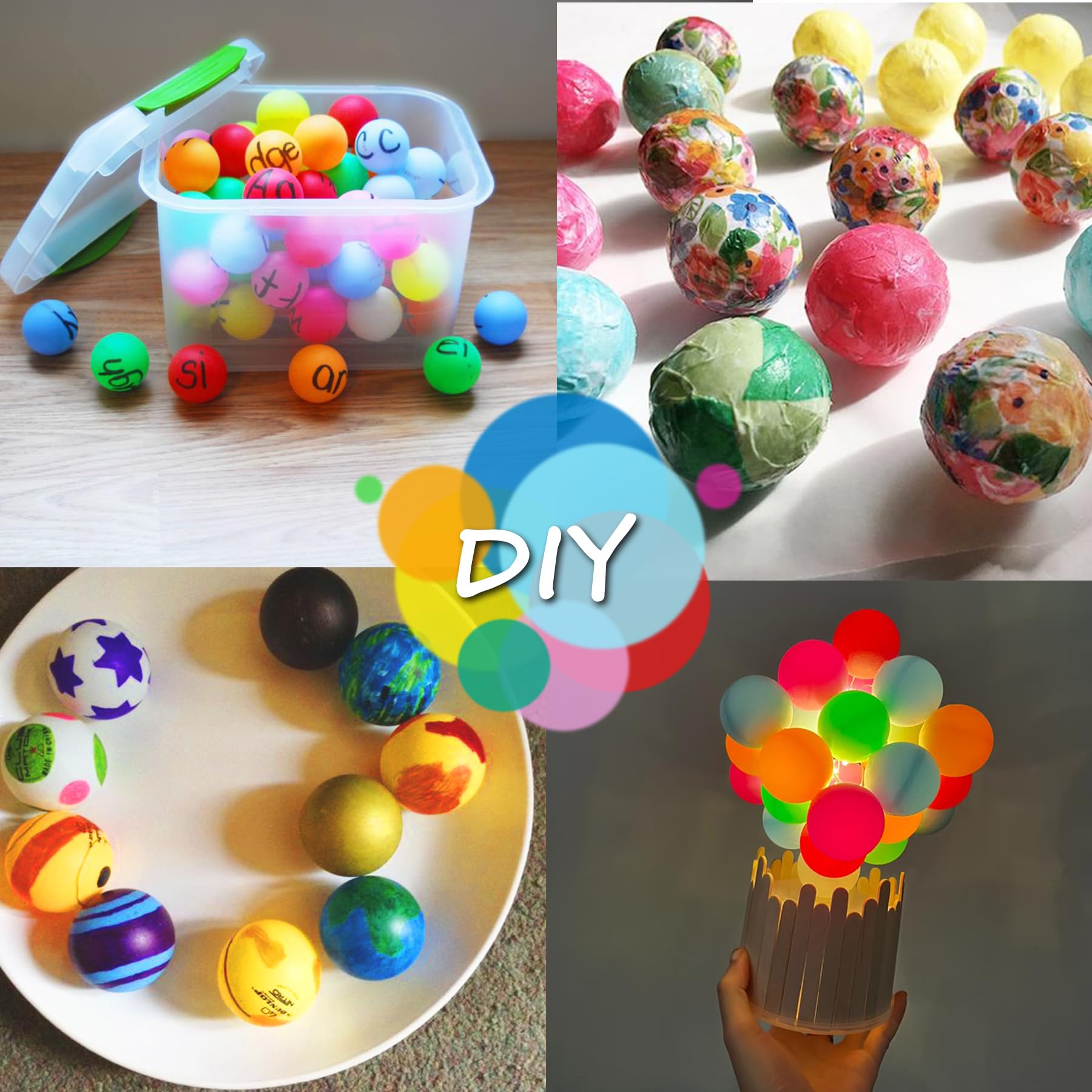 mizikuu Lot de 50 balles de tennis de table de couleurs mélangées - Pour entraînement de ping-pong - Décoration pour le parc d'attractions mizikuu Lot de 50 balles de tennis de table de couleurs mélangées - Pour entraînement de ping-pong - Décoration pour le parc d'attractions