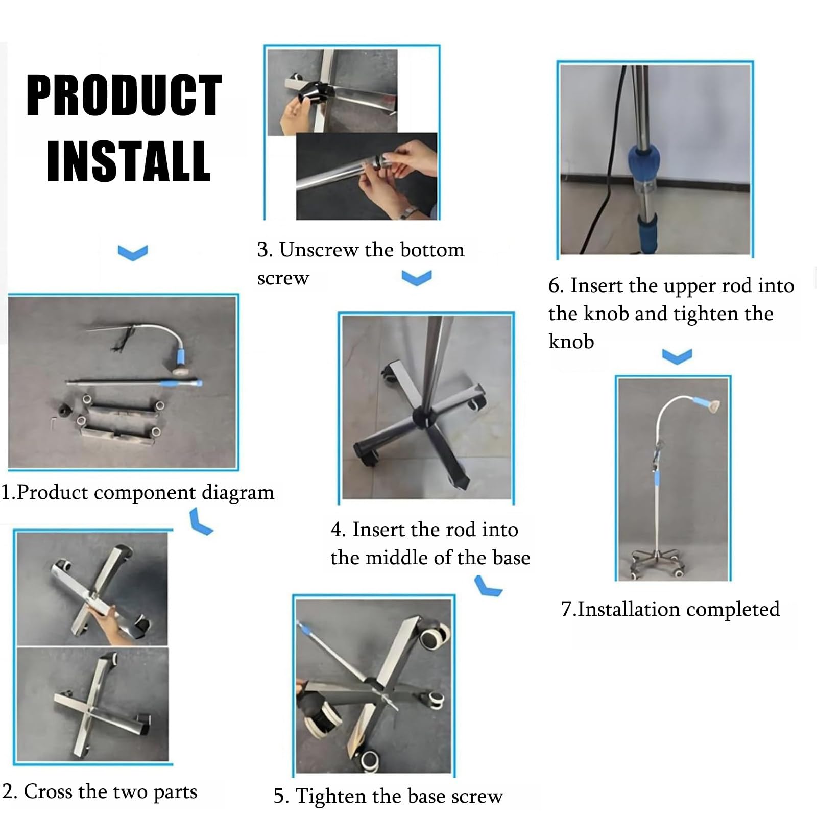 Lampada Per Visita Medica, Lampada Per Visita Chirurgica A Led, Lampada Per Visita Ginecologica Con Supporto Da Pavimento, Base Ponderata, Altezza Regolabile, Adatta Per Ambulatori