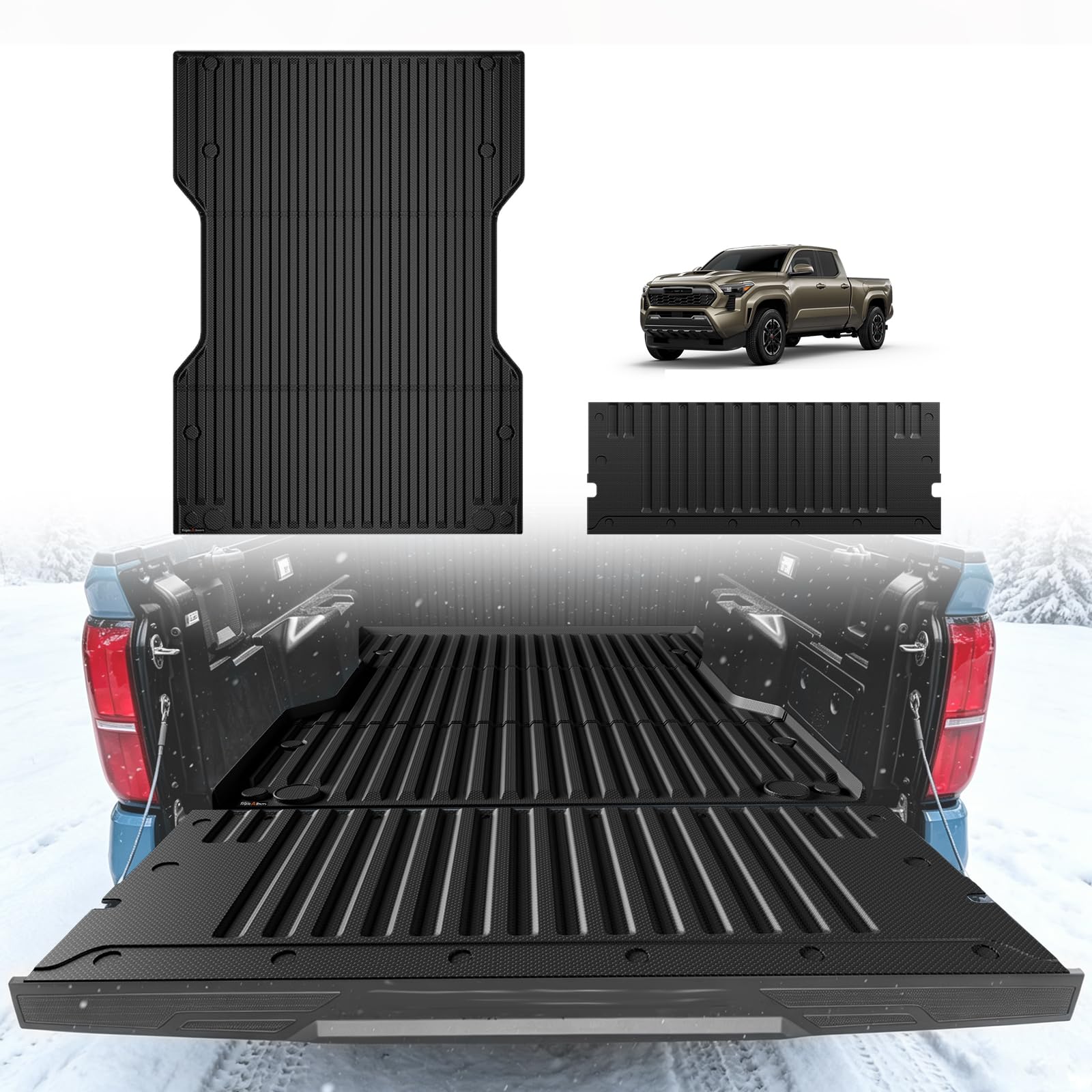 TripleAliners Truck Bed Mat &amp; Tailgate Mat for 2024-2026 Toyota Tacoma(6FT)