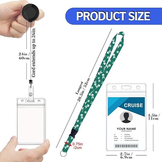 Retractable Cruise Lanyard,4 Pack Cruise Lanyard with Waterproof Id Badge Holder for All Cruises Ships Key Cards