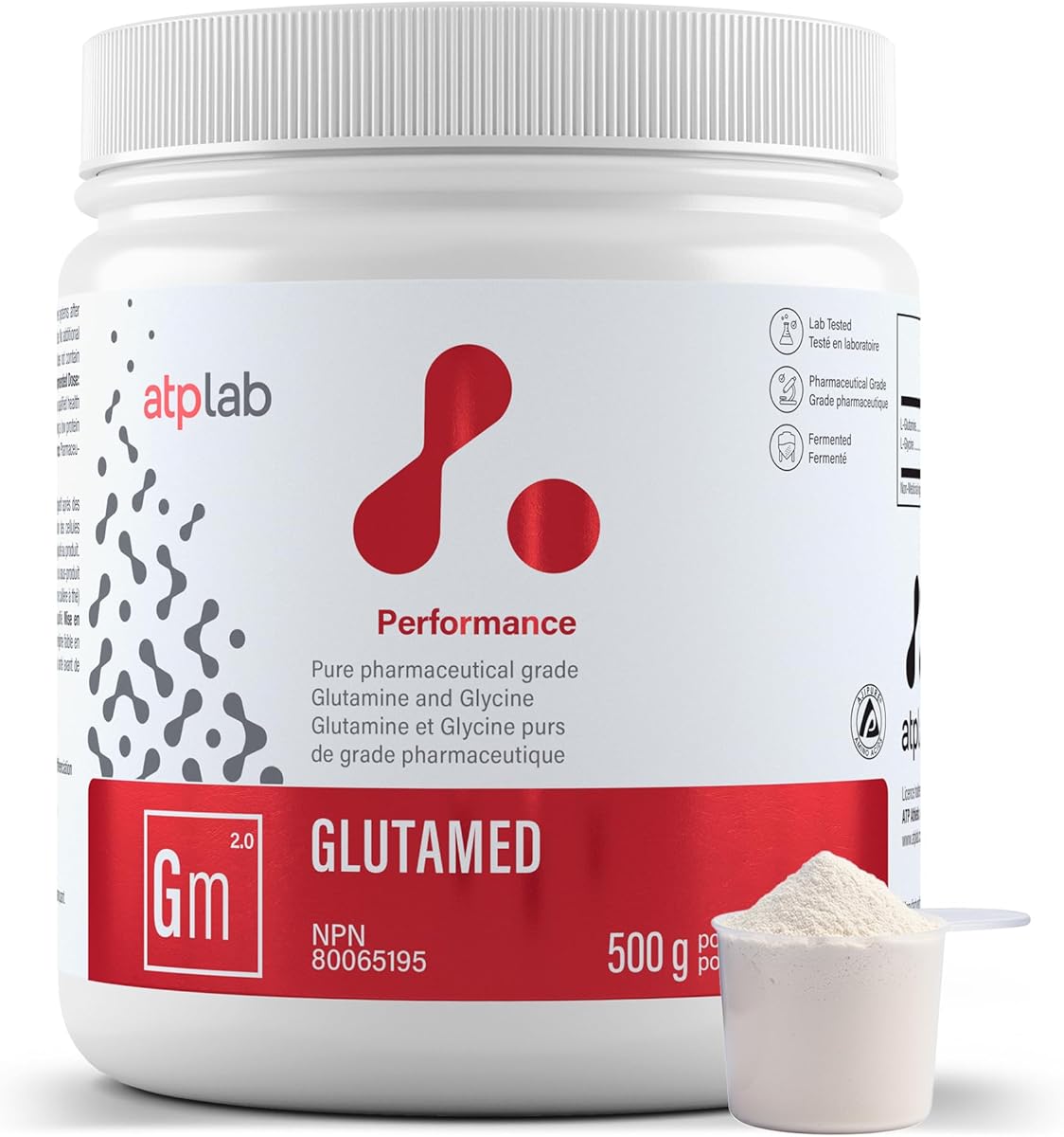 ATP LAB ATP LAB Glycine Powder with L-Glutamine, 500g 100-Servings - Pharmaceutical-Grade Pure Organic Amino Acid Blend - 3g Glycine Per Serving