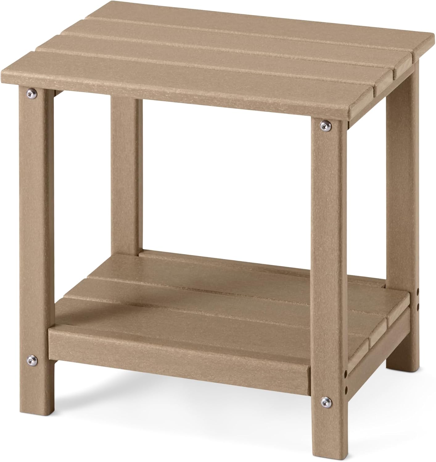 Amazon Basics Outdoor Side Table, 42cm x 32cm x 42cm, Wood-Like Grey, 1-Pack