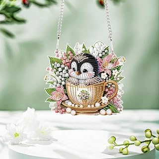 Tontut Penguin Diamond Art Painting Kits Hanging Decoration,5D Diamond Art Painting,DIY Special Shape Diamond Craft Wall Garden Decoration,Gifts
