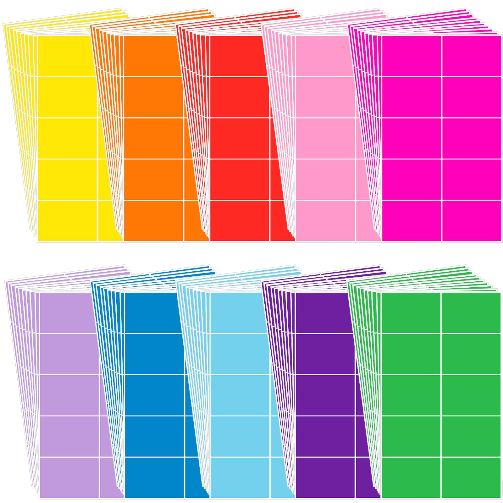 Dunzoom 1000 Pieces Colored Labels Stickers 3 x 2 Inch Rectangular Moving Labels Large Color Coding Labels in 10 Assorted Colored Name Tags Self
