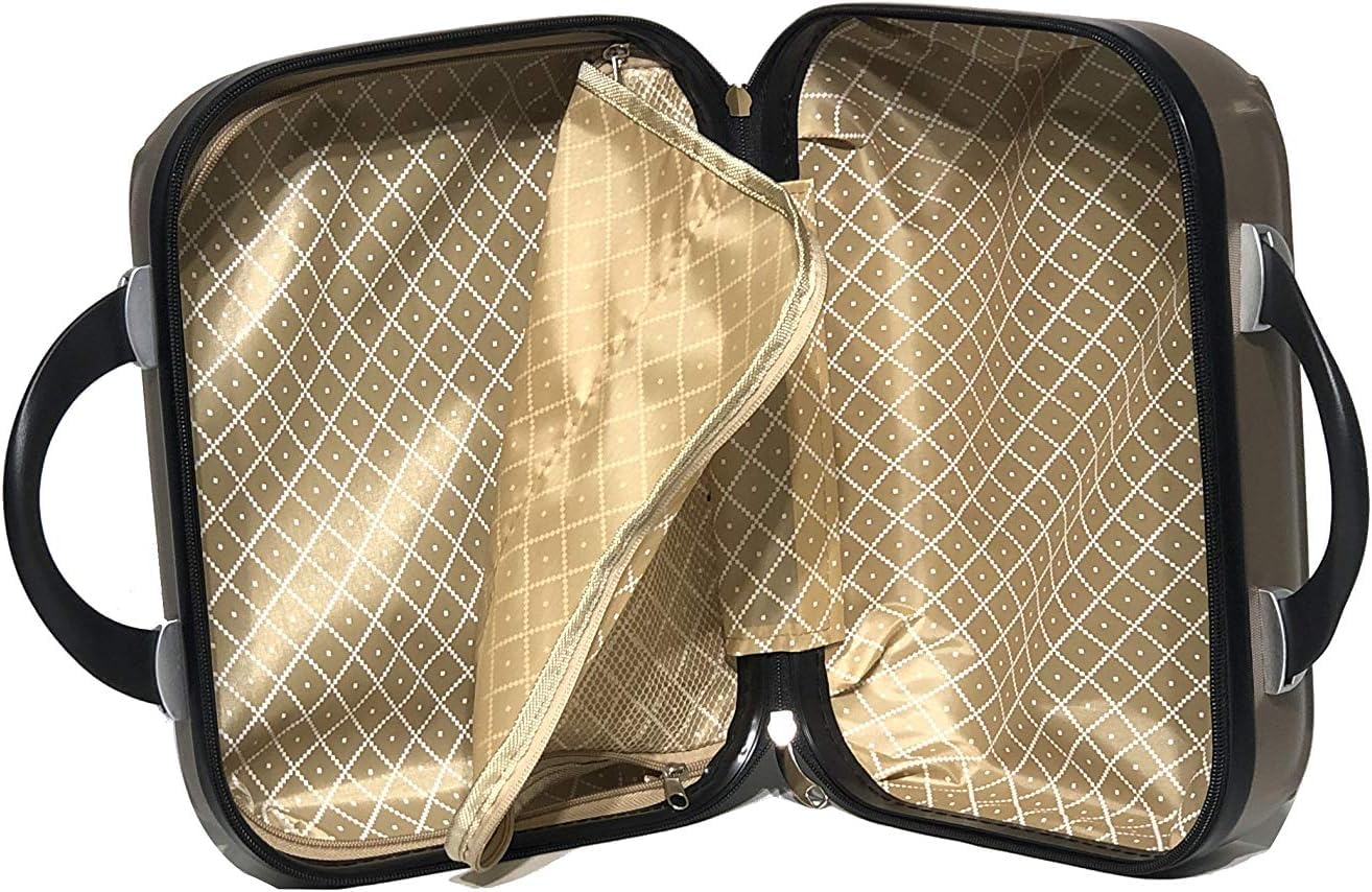 CELIMS - Maleta Mediana de Viaje con Neceser Neceser 30cm Rígida con 4 Ruedas Ligera Facturación 20kg 65cm | Cerradura Integrada | Maleta Mediana con 4 Ruedas 65cm | Champán