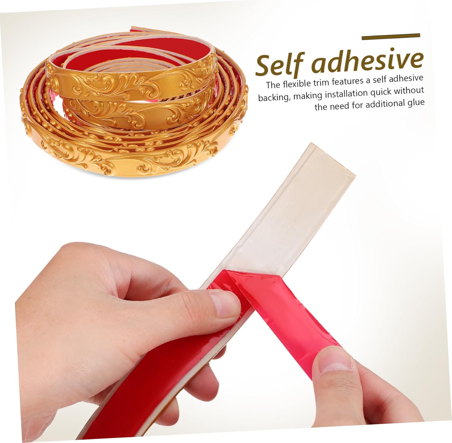 Gadpiparty Easy Install Peel and Stick Wall Trim Self-Adhesive Gold Versatile Molding Decor for Home