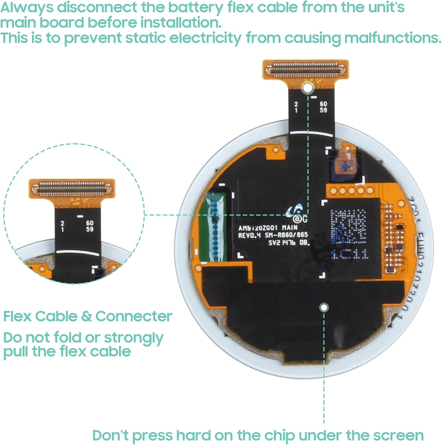for Samsung Galaxy Watch 4 40mm SM-R860 LCD Screen Replacement – 1.2" Original AMOLED Display Assembly with Tweezer (Not for 44mm / Watch 4 Classic)