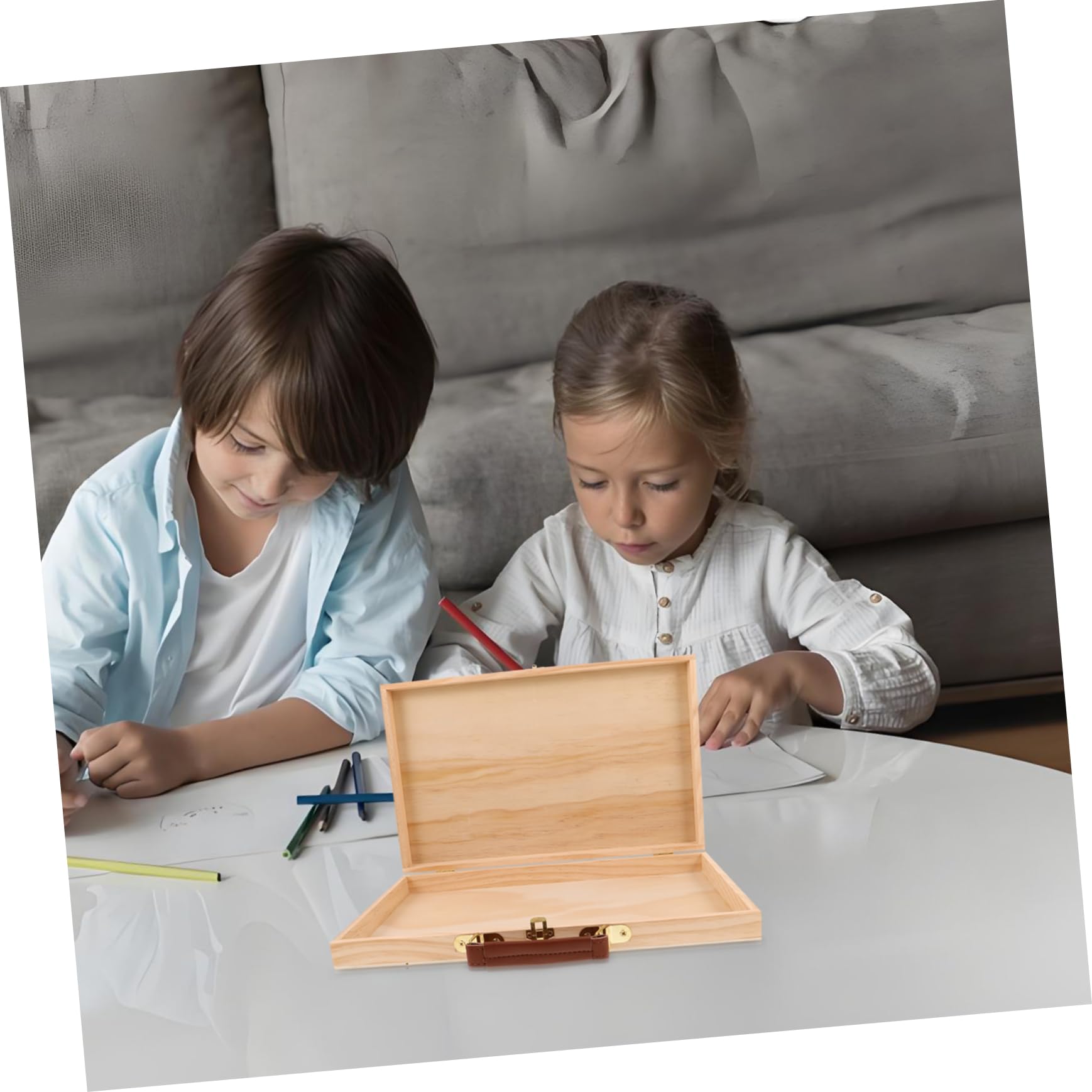 SHINEOFI 2stücke Holz Aufbewahrungsbox Tragbar für Künstlerbedarf Malutensilien Ölmalerei im Freien und Atelier Werkzeugkoffer Farbkasten Organizer Behälter Malerwerkzeuge Speziell für Küns