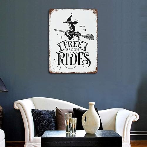 Miniatura 3 de Free Broom Rides - Letreros de metal para decoración de pared, placa de aluminio, obra de arte retro para garaje, cafetería, bar, pub, cerveza,