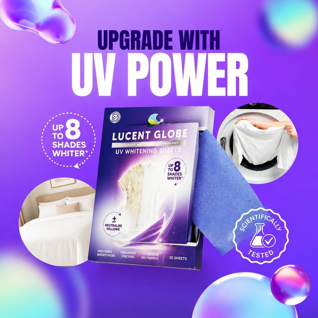 Lucent Globe UV Whitening Laundry Sheets