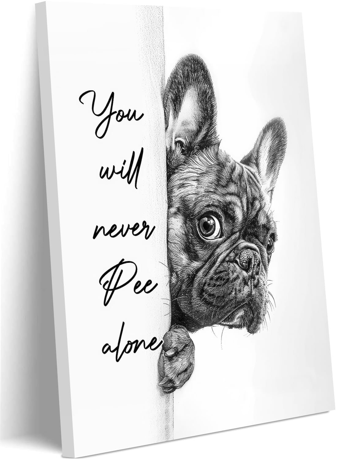 Ovczax Black And White Bathroom Canvas Wall Art Funny Bathroom Sign Wall Decor You Never Pee Alone French