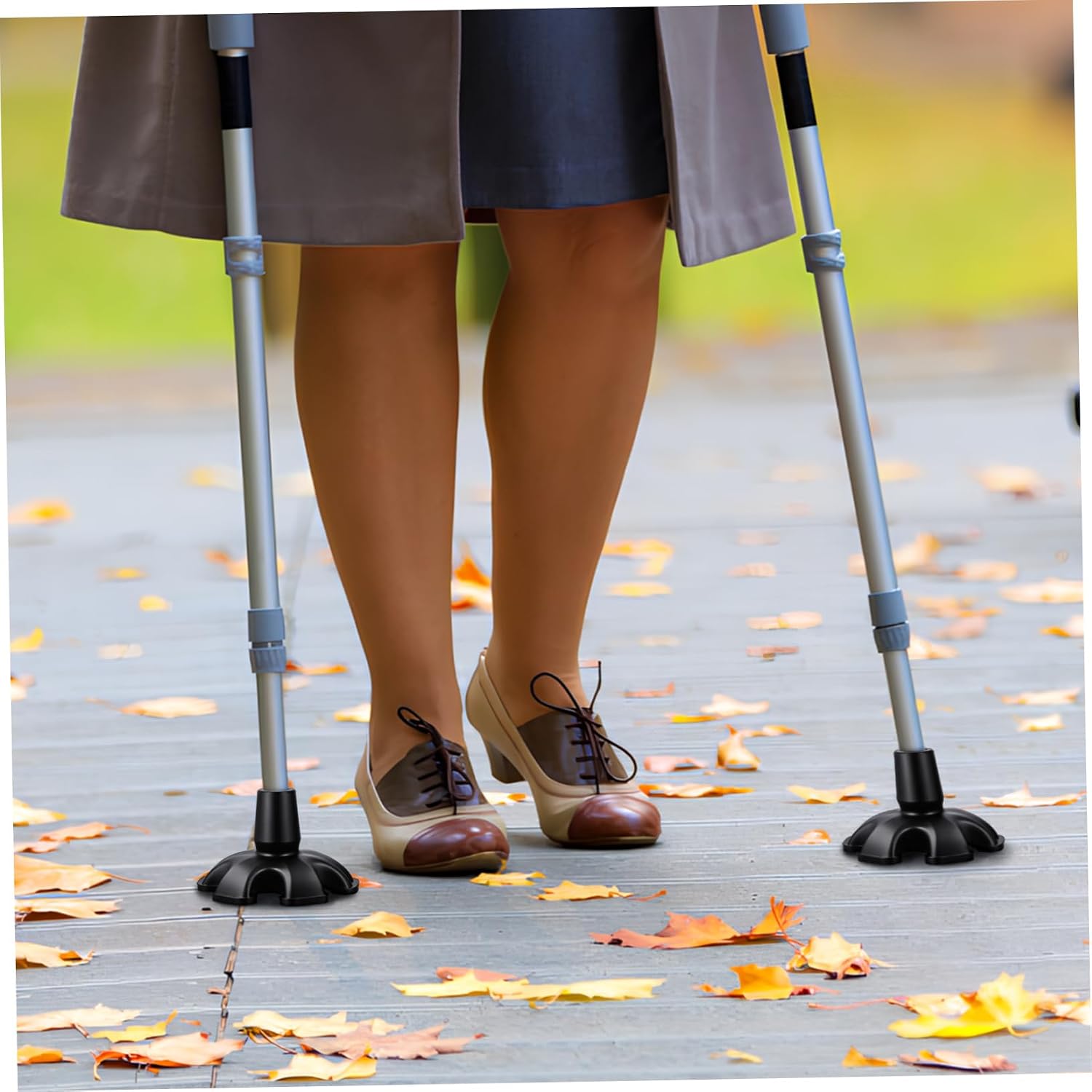 Didiseaon 2pcs Non-Slip Walking Stick Tips Rubber Cane Foot Pads for Elderly Walking Stick Base Wide-Base Design for Stability