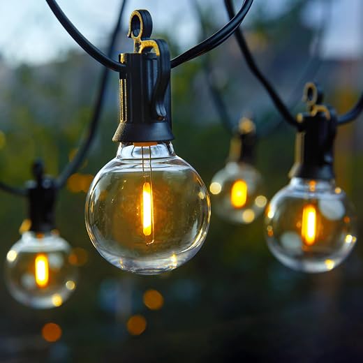 Brightown Outdoor String Lights, 50 Ft LED Patio Lights with 25 Shatterproof Bulbs, Waterproof Balcony Lights for Outside Yard Porch Bistro Pergola Wedding Cafe Market Lights