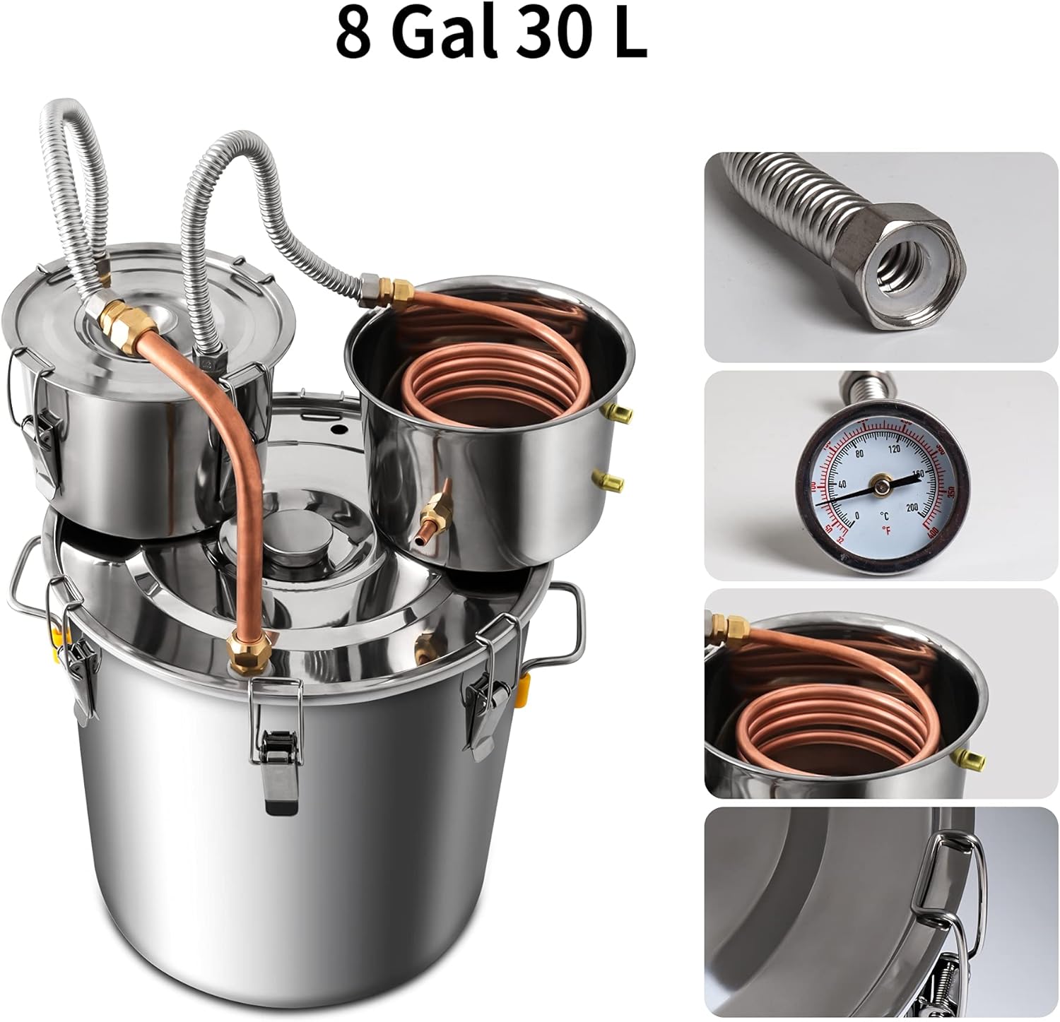 TOP оƒƒERS Afranti Stainless Steel Alcohol Still Spirits Kit 8 Gal 30L Alcohol Distiller Boiler Home Use Brewing Kit with Thumper Keg Tор Rаtеd Afranti Stainless Steel Alcohol Still Spirits Kit 8 Gal 30L Alcohol Distiller Boiler Home Use Brewing Kit with Thumper Keg