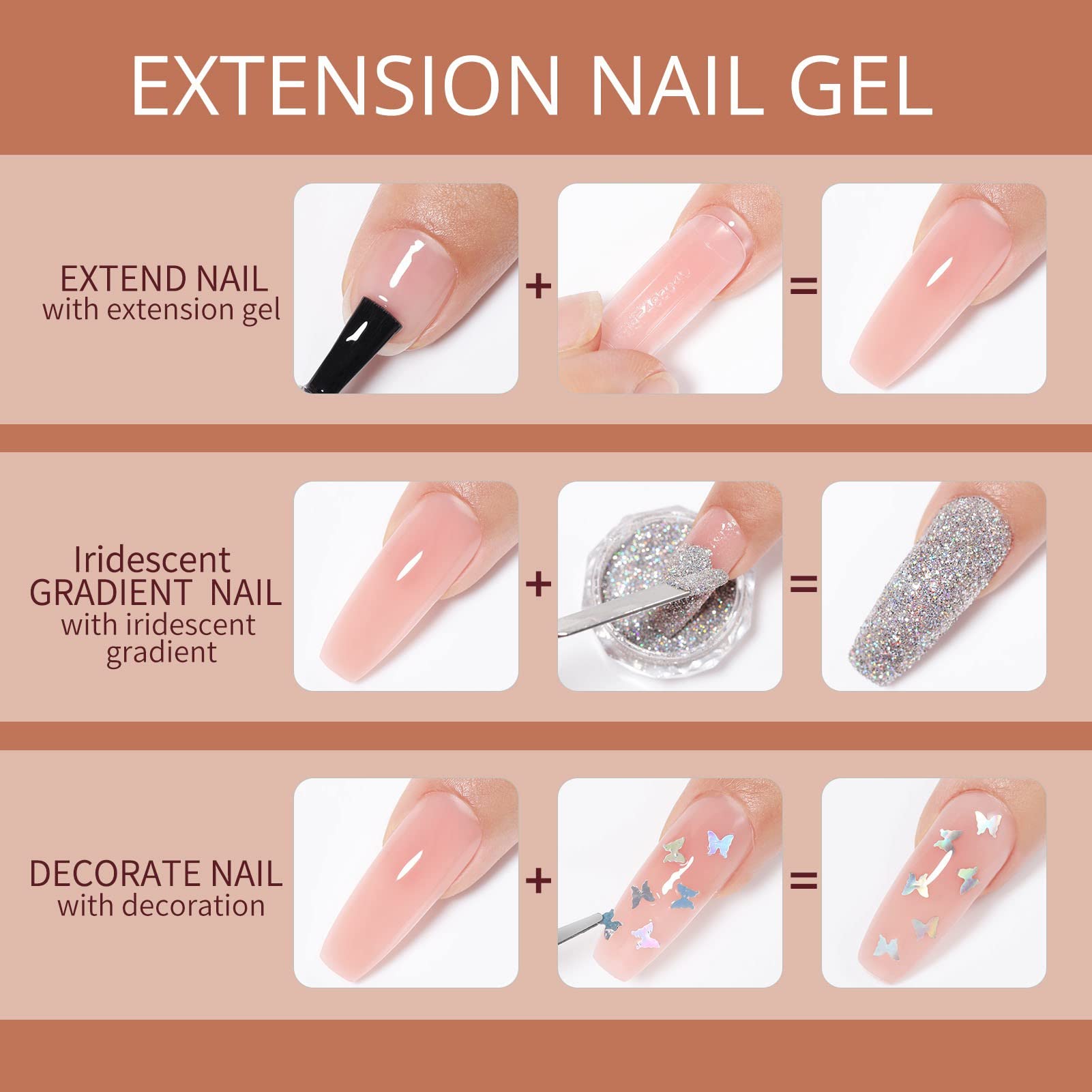 UR SUGAR Poly Gel Nägel Set, Nagelverlängerung Builder Kit 6 Farben Polygel Farben Tube mit Base Top Coat Slip Lösung Nude Kaffee Extension Maniküre Set DIY at Home