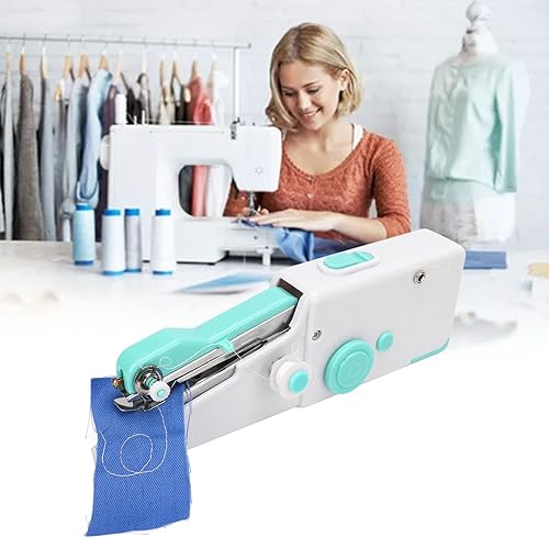 Miniatura 7 de Jeanoko Mini máquina de coser portátil, máquina de coser de mano, multiusos, máquina de coser portátil inalámbrica para principiantes, niños,