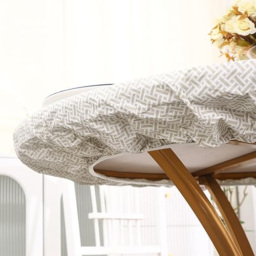 Miniatura 6 de Mantel redondo de vinilo ajustado con reverso de franela, diseño de borde elástico, impermeable, a prueba de aceite, mantel de PVC resistente a las