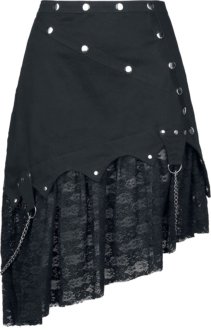 Gothicana by EMP Damen schwarzer asymmetrischer Rock mit Spitze