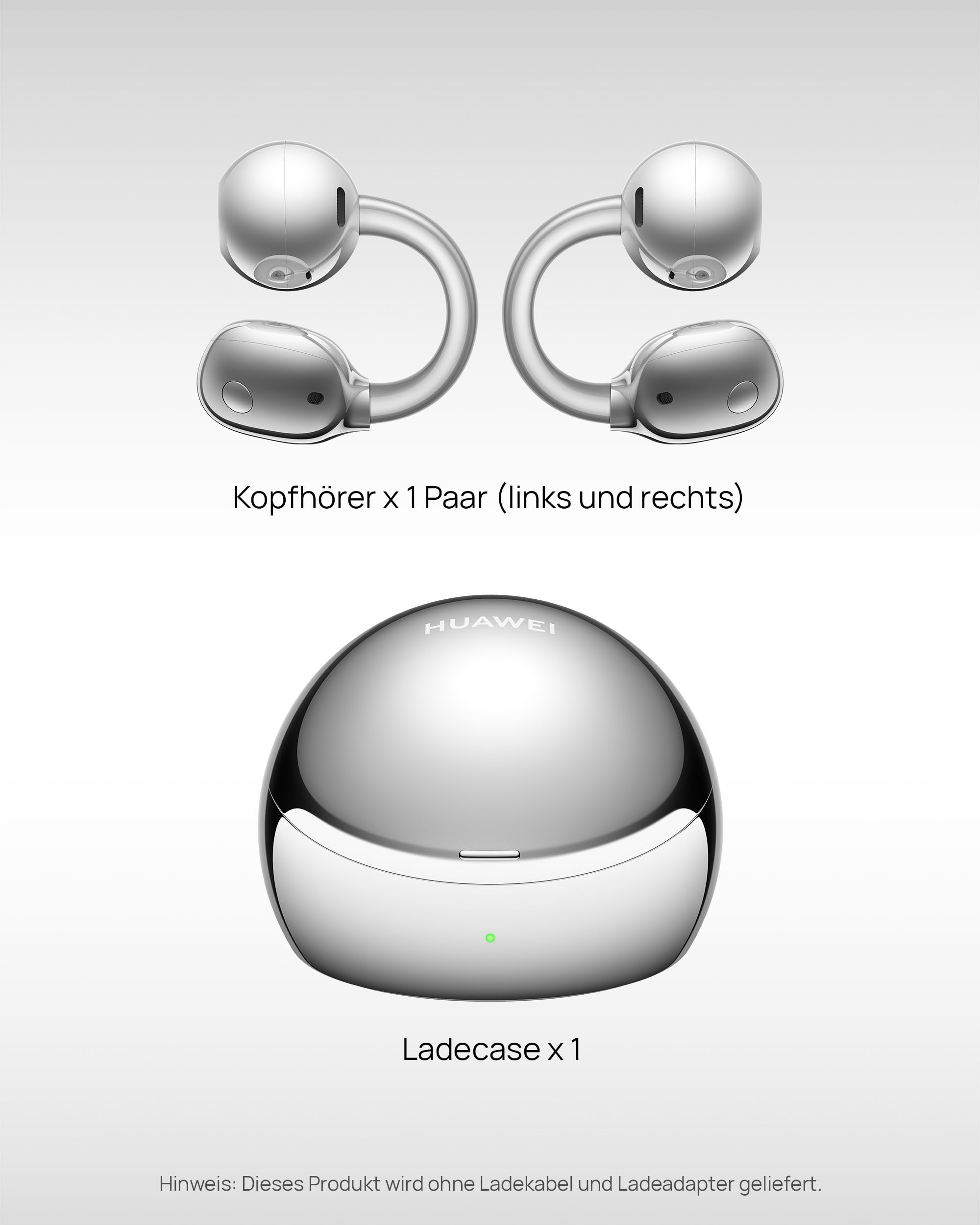 HUAWEI FreeClip 2 S Kabellose Kopfhörer, ganztägiger Komfort, 5,1 g, Silber | Adaptive Open-Ear-Technologie, Smart Control, Metallisch glänzendes Ladecase, IP 57, Kristallklare Anrufe, für iOS & Android