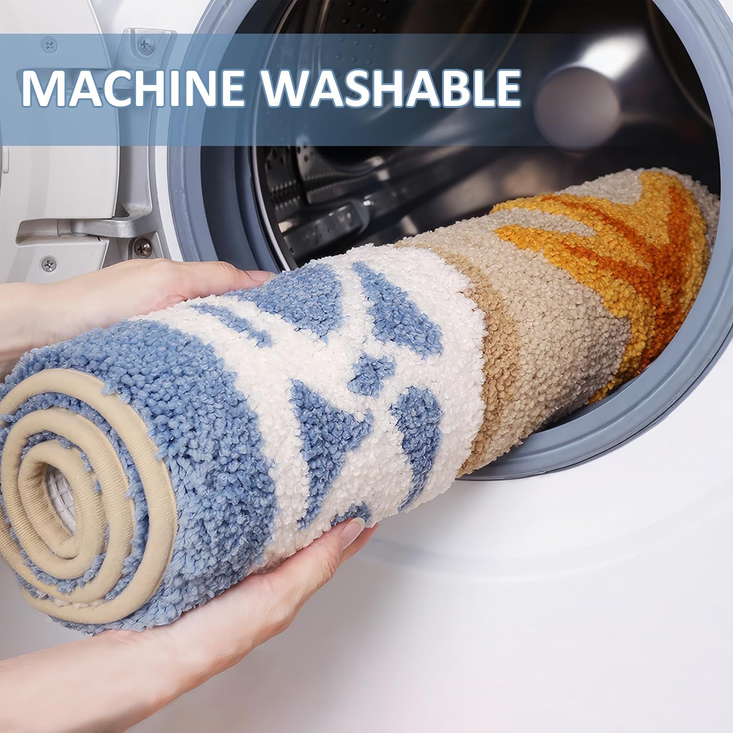 WREWING Beach-Themed Plush Bath Mat, Starfish Story Non-Slip Rug with Non-Slip Backing, Soft Absorbent Polyester Floor Mat for Bathroom, Machine Washable Bath Mats 20 x 31 Inches (Starfish) - Image 6