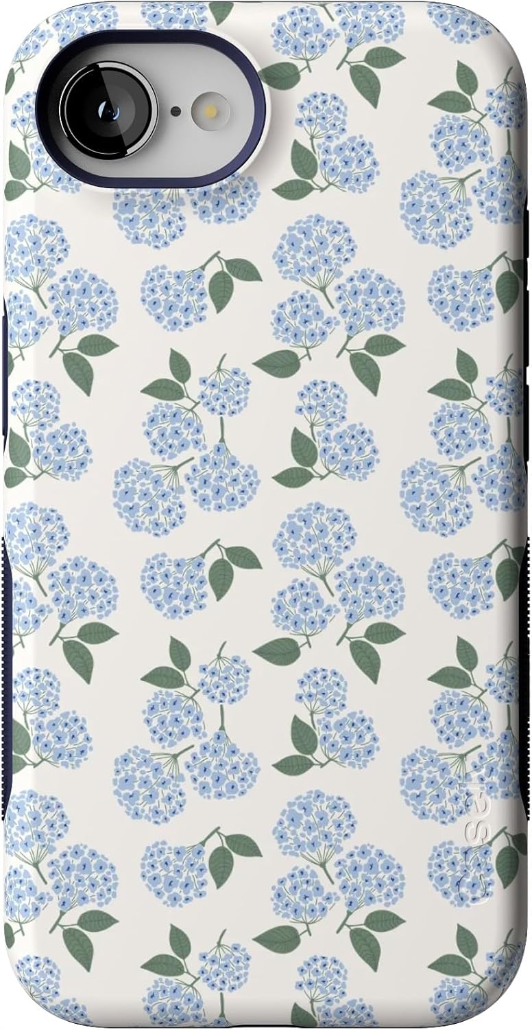 Casely iPhone 16e Case | Nantucket Cottage | Blue Hydrangea | Compatible with MagSafe | Bold Protective Design