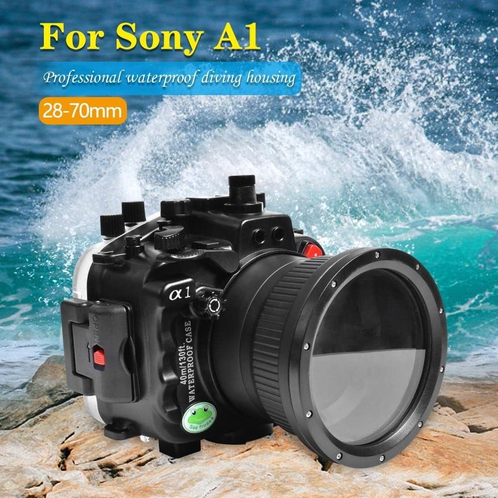 Seafrogs Underwater Housing for Sony A1 40M/130FT Waterproof Case with Standard Port for Sony 28-70mm F3.5-5.6, 16-35mm F/4, 24-70mm F/4 Lens