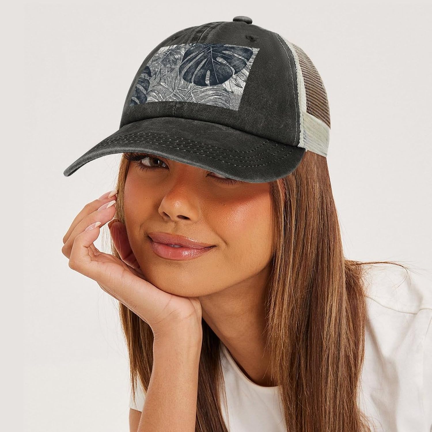 Monstera Leaves Sport Hat for Men Women Hollow Cowboy Hat Adjustable Baseball Cap Apparel Gifts Accessories