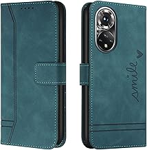 Honor 50 Case, Flip PU Leather Wallet Case Cover for Honor 50, with Card Slots, Green