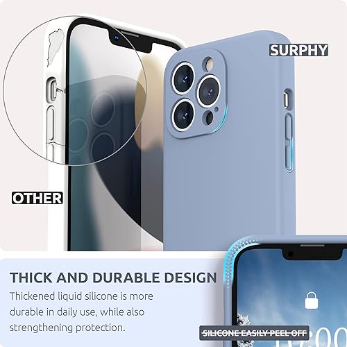 Miniatura 4 de SURPHY funda de silicona compatible con iPhone 13 Pro (6.1pulgadas, 2021), con protección para la cámara, funda de silicona líquida con forro de