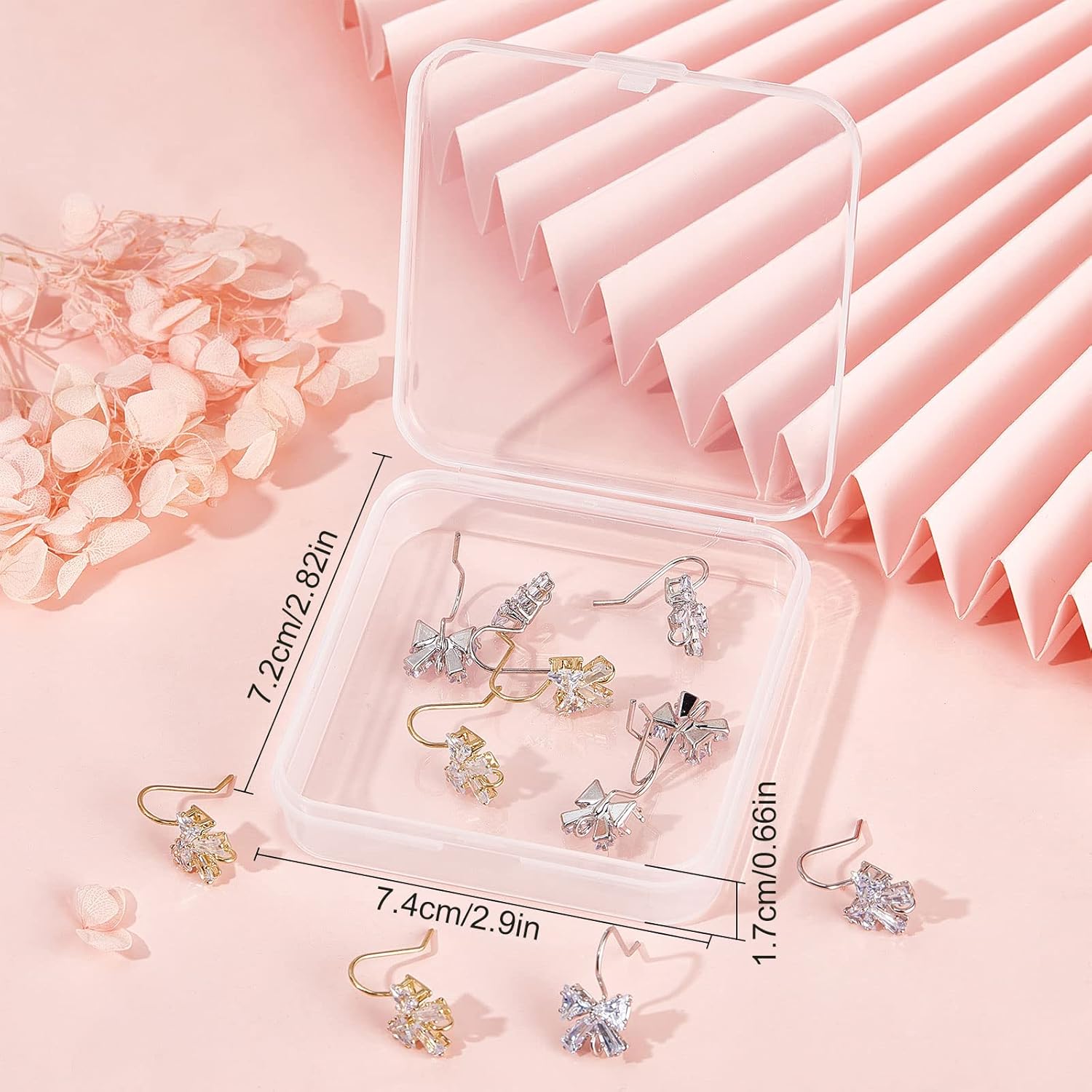 Beebeecraft 20Pcs/Box 2 Colors Cubic Zirconia Earring Hooks Bowknot Rhinestone French Fish Hooks with Loop for Women DIY Jewelry Earring Making Findings - Image 7