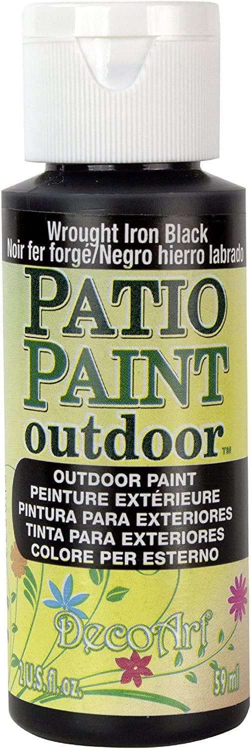 DecoArt Patio Paints: Weatherproof Wrought Iron Acrylic Paint, 2-Pack, 2oz, Scruff & Scratch Resistant for Concrete, Terracotta and Wood Patio Decor + E-Book
