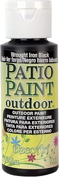 DecoArt Patio Paints: Weatherproof Wrought Iron Acrylic Paint, 2-Pack, 2oz, Scruff & Scratch Resistant for Concrete, Terracotta and Wood Patio Decor + E-Book